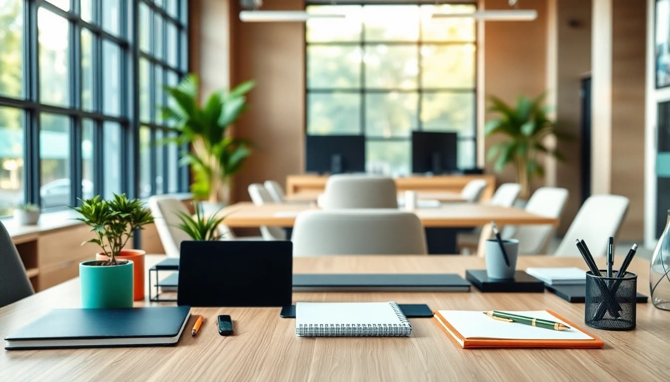 Engaging workspace showcasing https://amc-essentials.com/ with modern tools and a vibrant atmosphere.