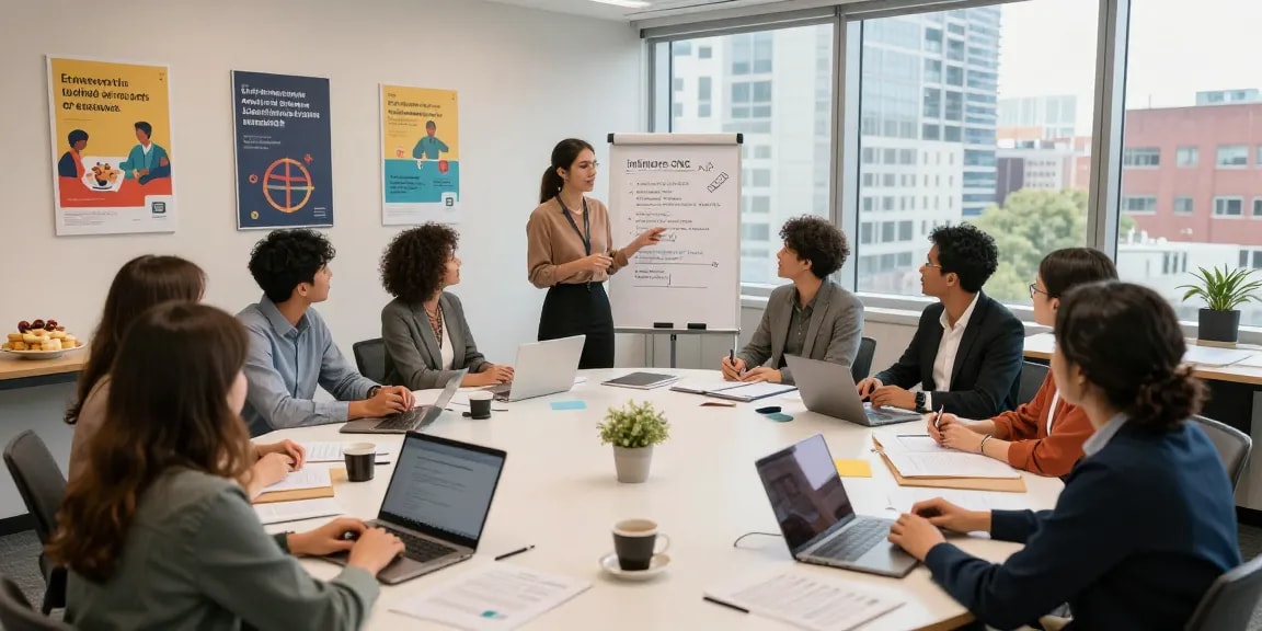 Discuție despre înființare ONG într-un workshop vibrant cu participanți activi și colaborativi.