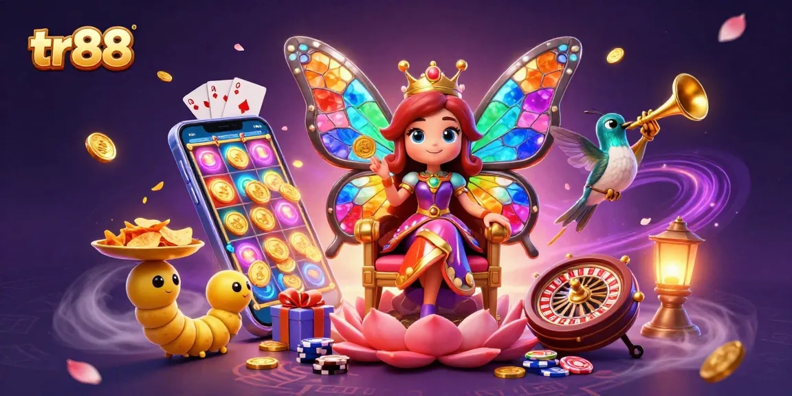 Engage in thrilling gameplay at tr88, featuring a vibrant casino scene with gems and gaming elements.
