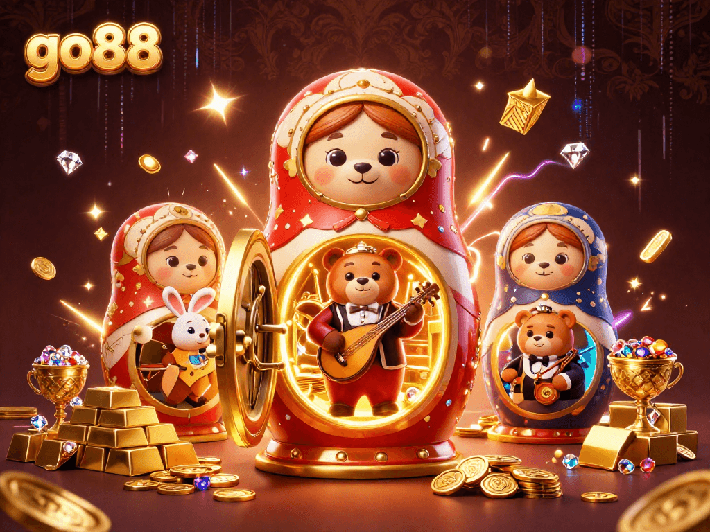 Engage with go88's vibrant casino features, showcasing a colorful scene of gaming excitement.