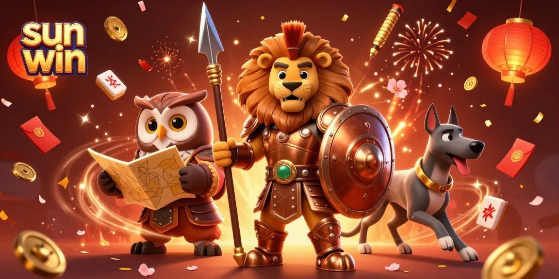 Experience the thrill of sun win with vibrant casino elements and dynamic characters in this captivating illustration.