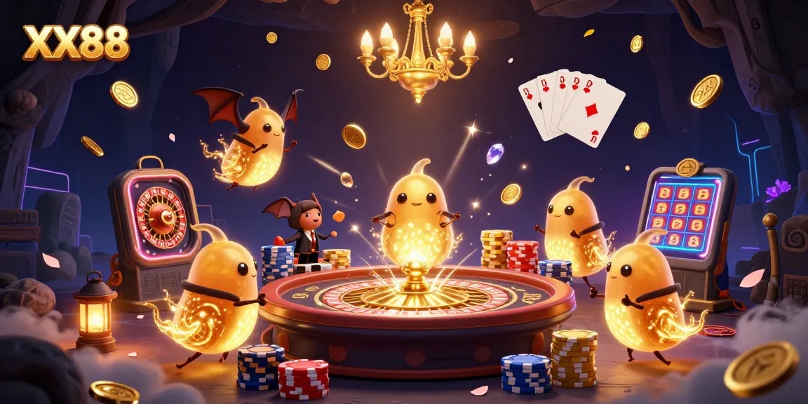 Experience the thrill at XX88, where glowworms illuminate a vibrant cave casino amidst cascading riches.
