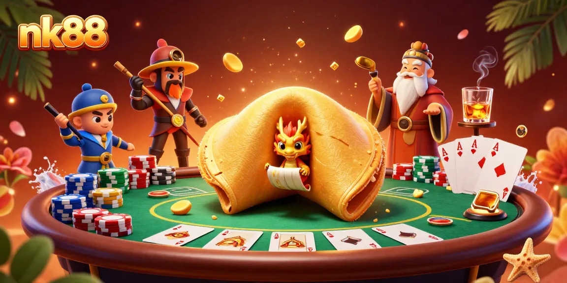 Engage with nk88 casino excitement and strategy amidst golden treasures in this 3D illustration.
