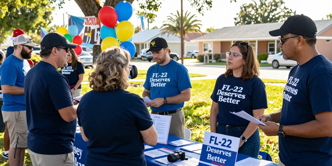 Engaged voters learning about Casey Askar at a community event in Florida.