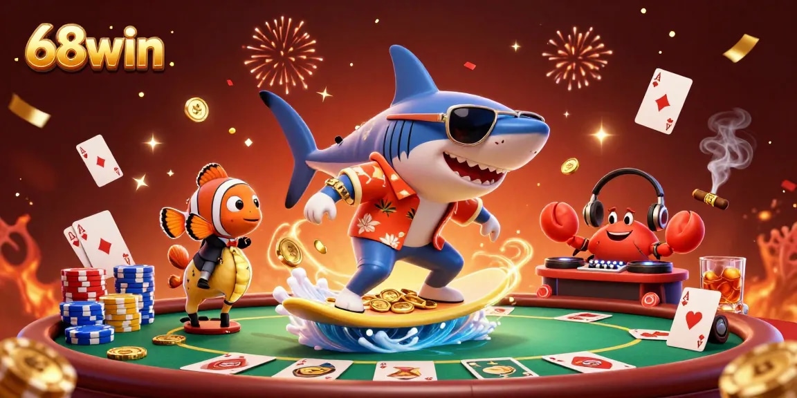 Experience thrilling gameplay with 68win, highlighted by a vibrant scene filled with colorful casino elements.