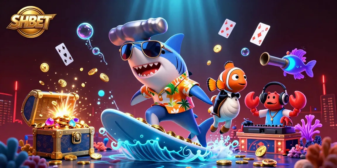 Experience the thrill of SHBET with vibrant underwater scenes and exciting casino elements.