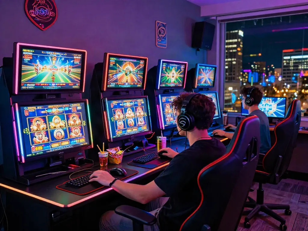 Koitoto gaming scene with a player engaged in vibrant online slot games.