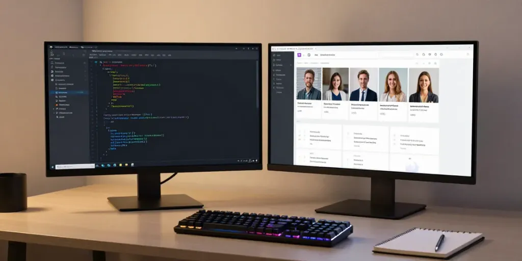 Web app vulnerability assessment in a modern developer workspace focused on security protocols.