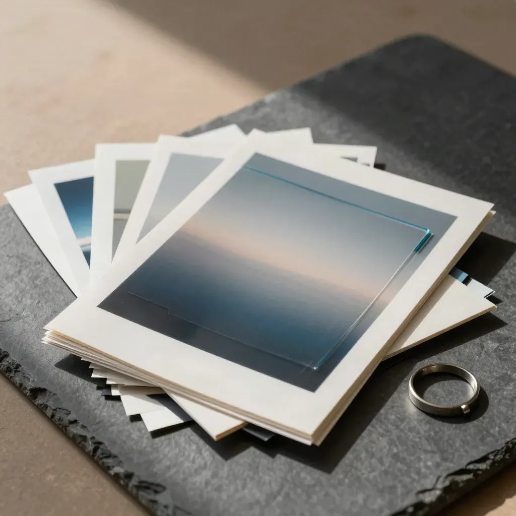 Proof prints, acetate overlay, and clip weights on stone in a review layout.