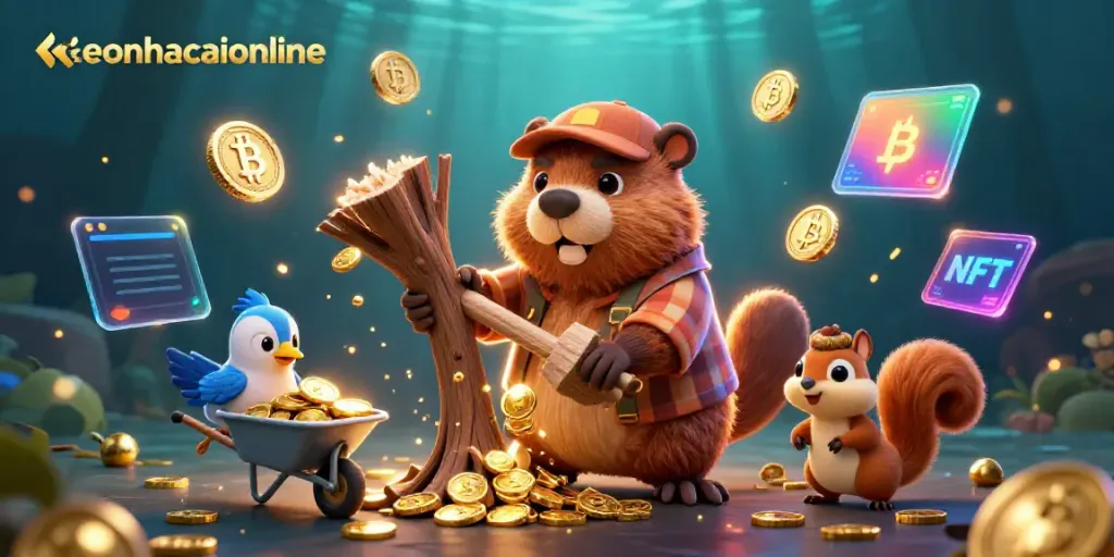 Engaging 3D illustration showcasing keonhacaionline with animated characters involved in a whimsical casino-themed scene.