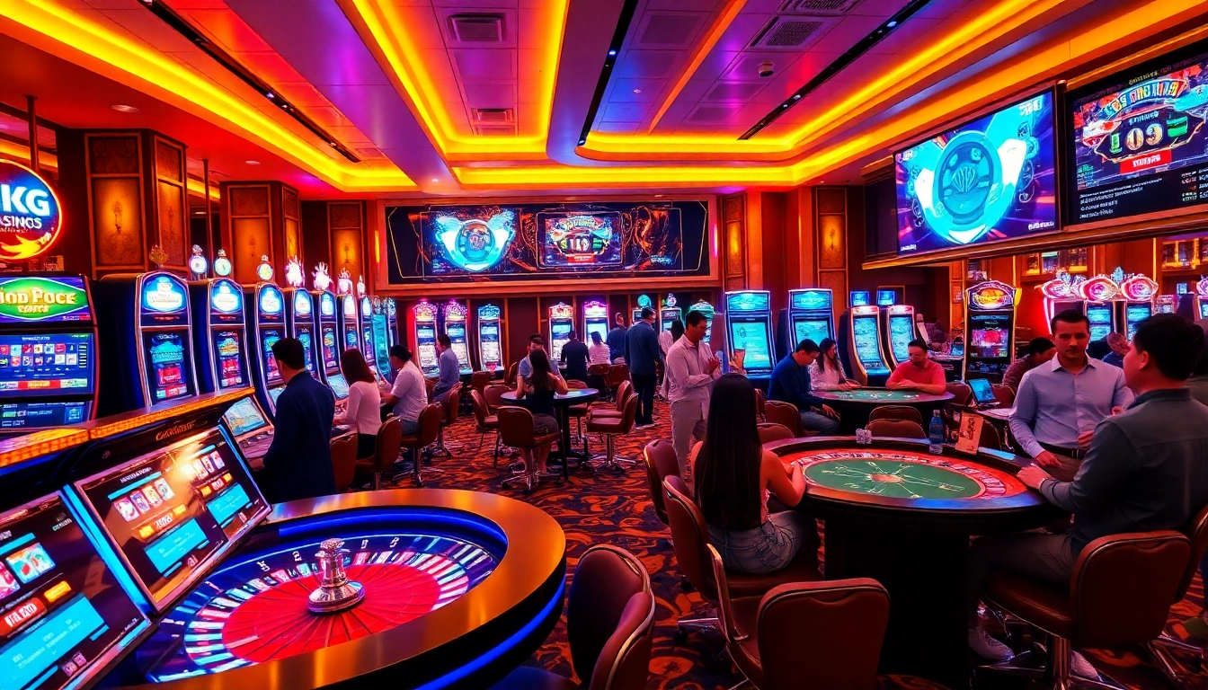 Players enjoying games at the best crypto casinos with vibrant lights and digital interfaces.