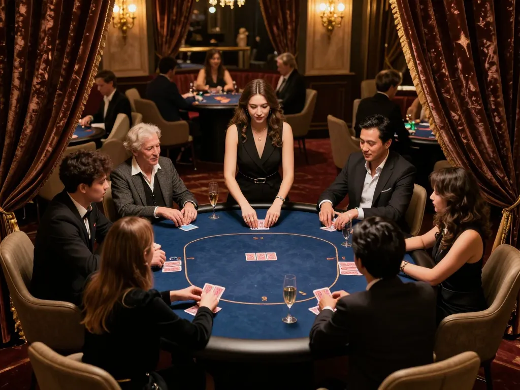 Players celebrating a win at vipwin in a luxurious poker room with champagne service