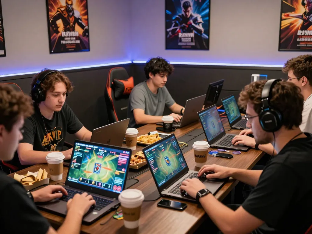 Engaged players enjoying a dynamic online game at RIKVIP tournament, showcasing vibrant interfaces and a lively atmosphere.