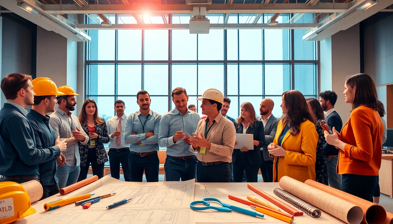 Engaged professionals at a construction networking events sharing insights and ideas.