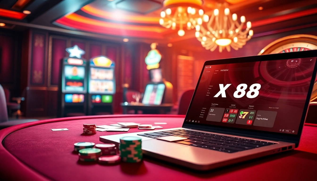 Experience the thrill of live gaming at XX88 with stunning poker tables and vibrant casino visuals.