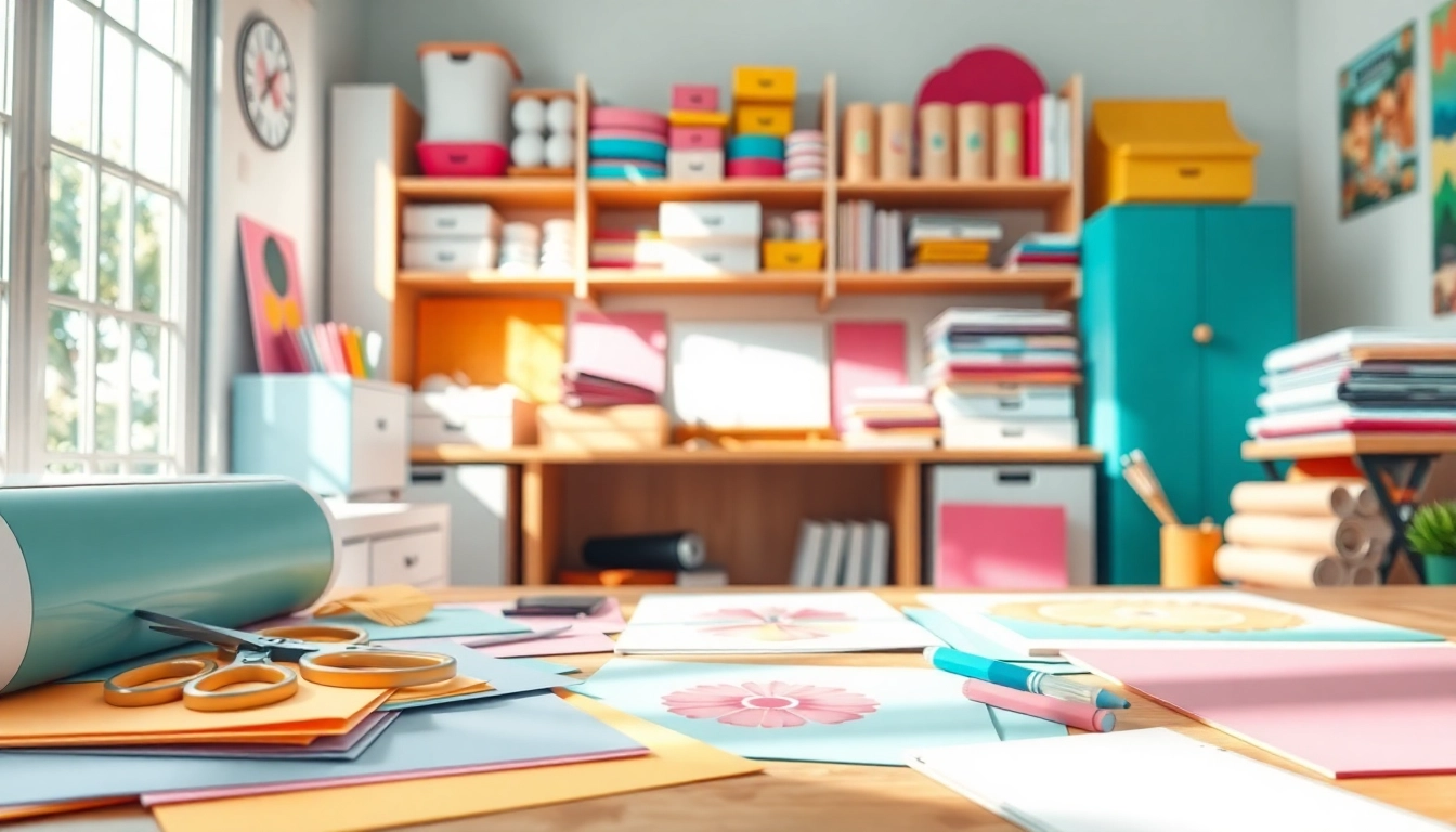 SVG cut files free download showcased in a lively creative workspace with colorful crafts.