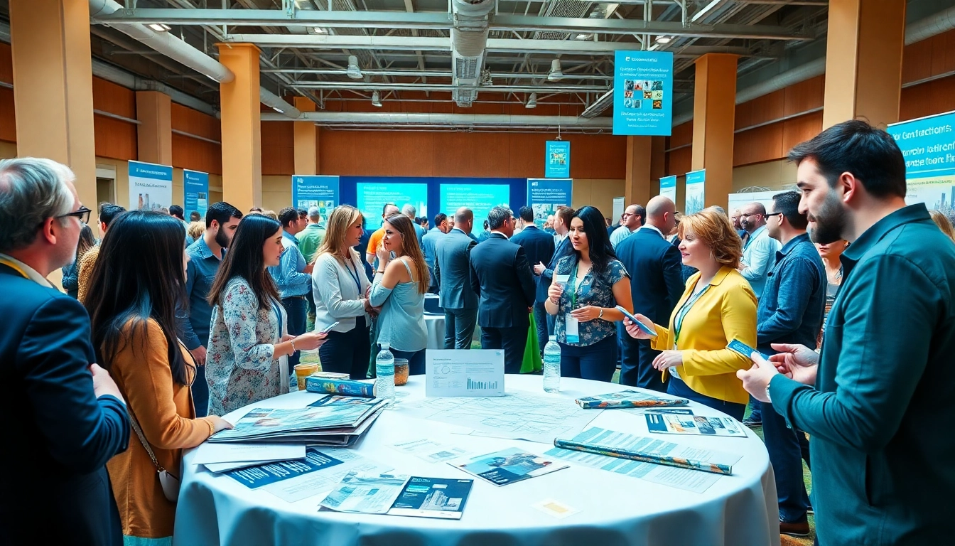 Attendees participating in construction networking events, exchanging ideas and contacts in a vibrant setting.