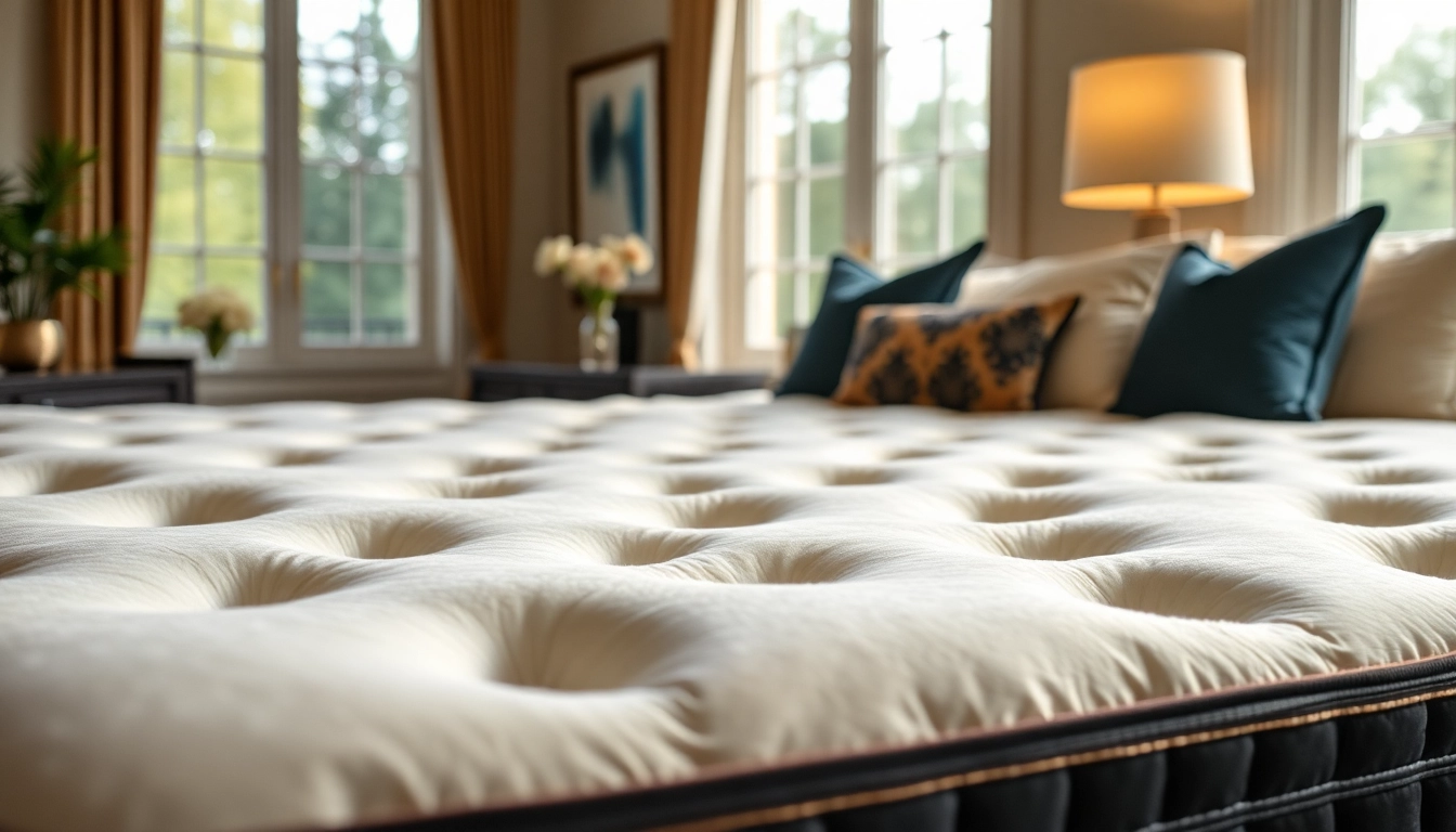 Experience unparalleled comfort on the stearns and foster estate mattress in a luxurious bedroom setting.