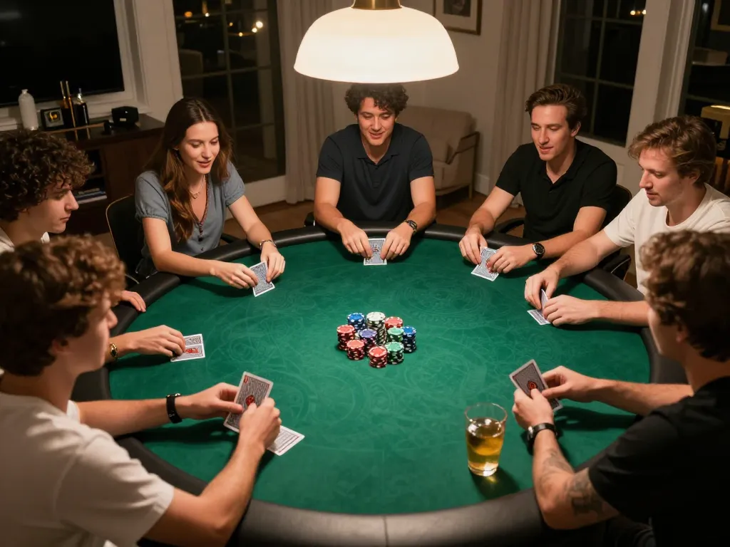 Excitement builds as players engage in strategic decisions during a vip79 poker night at home.