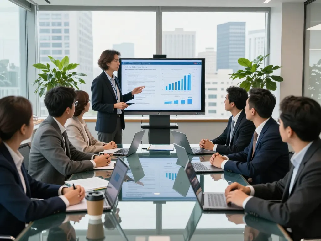 Team collaborating in a corporate meeting about venture capital funding strategies.