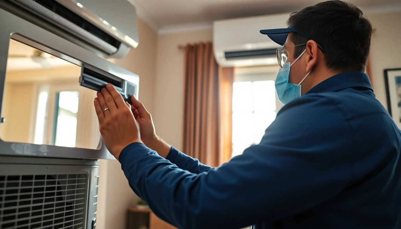 Technician performing Air Conditioning Repair Tampa in a residential home.