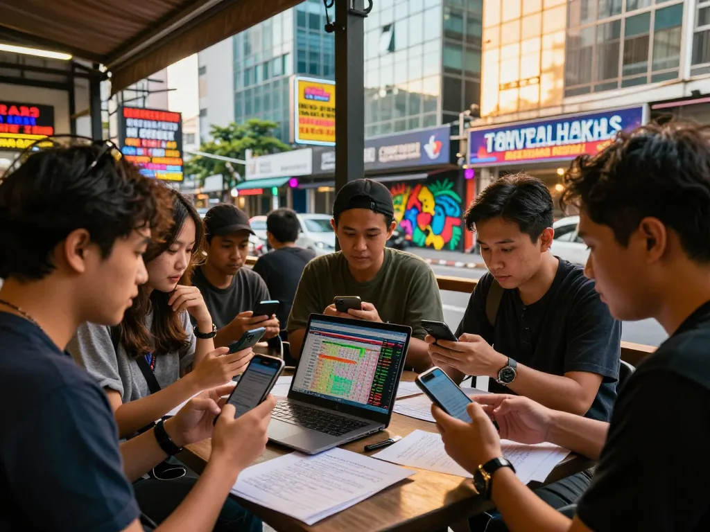 Penggemar Keluaran HK terlibat dalam diskusi hidup tentang hasil lotere di meja kafe.