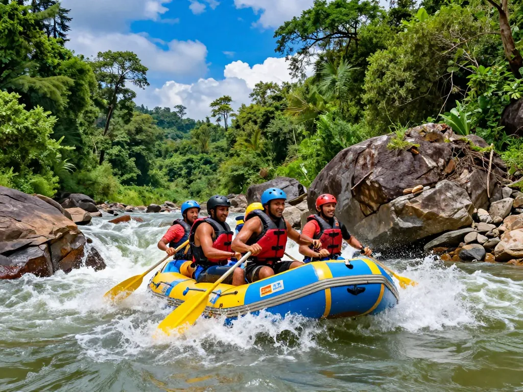 Dandeli river rafting adventure showcasing thrill seekers enjoying the lush landscapes