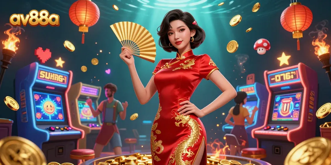 Engage in thrilling gameplay at av88a, featuring vibrant characters and golden casino riches.