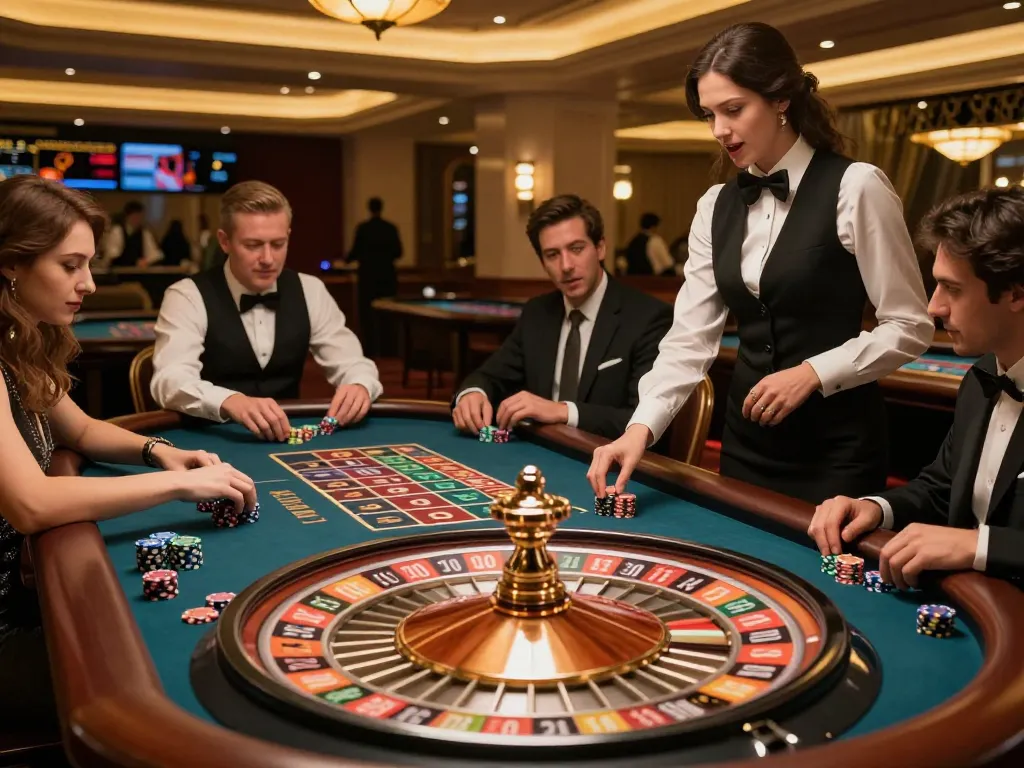 Players engaging in an exciting roulette game at a luxurious casino, exploring winning strategies on itwshow.