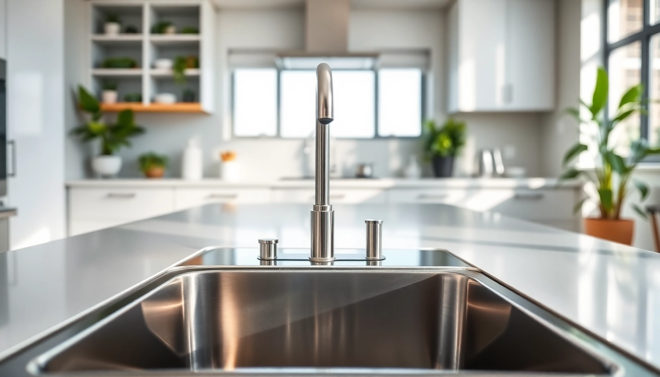 Install a sleek steel sink in a modern kitchen showcasing contemporary design.