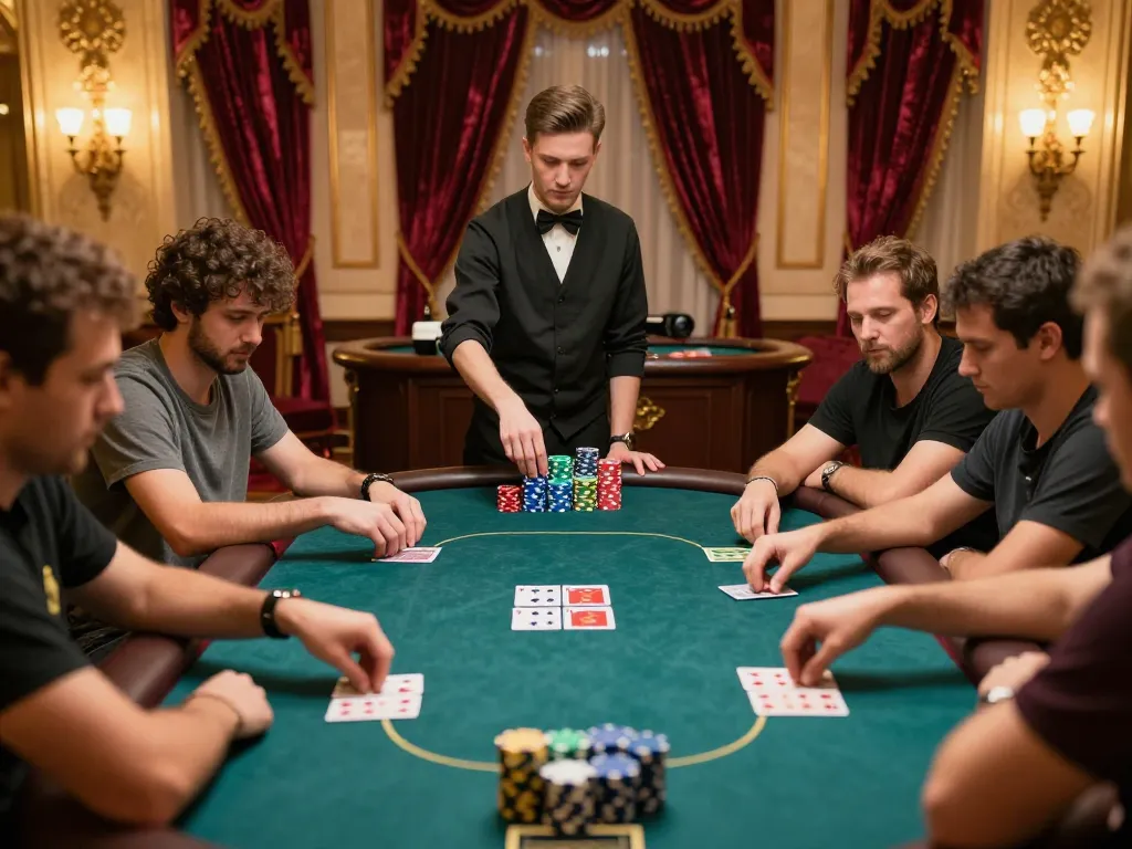 JUN88 players engaged in a competitive poker game at an upscale venue.