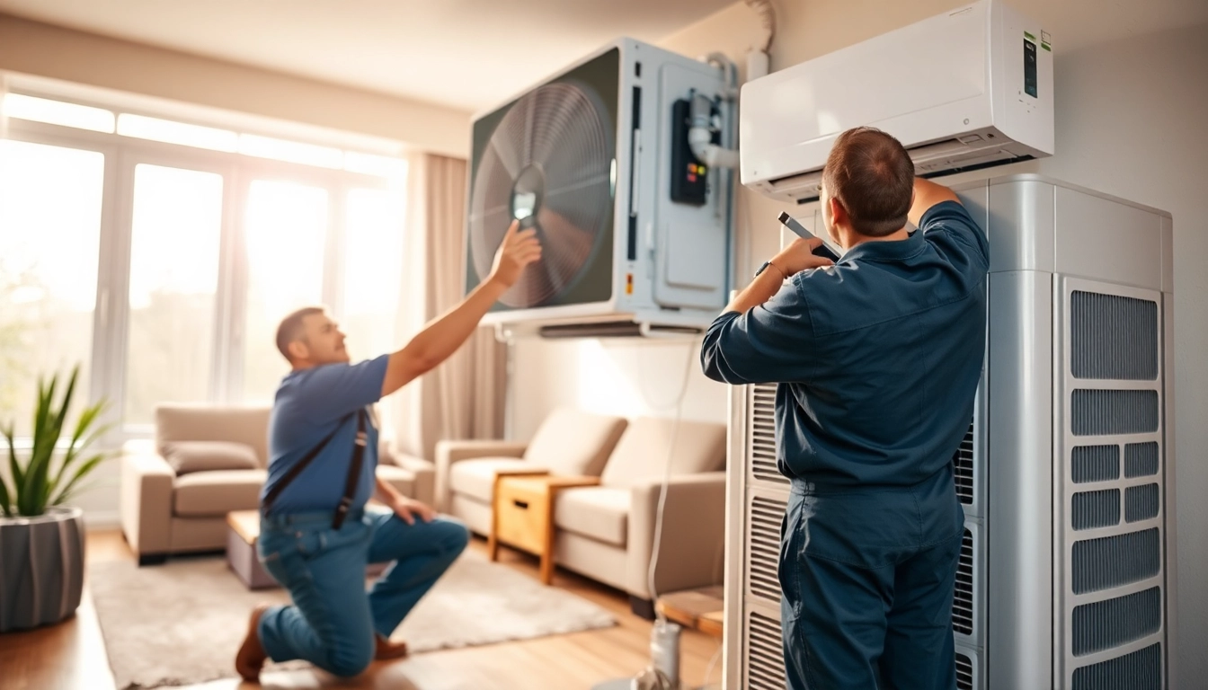 Technician installing a professional american standard hvac system in a modern home. related image