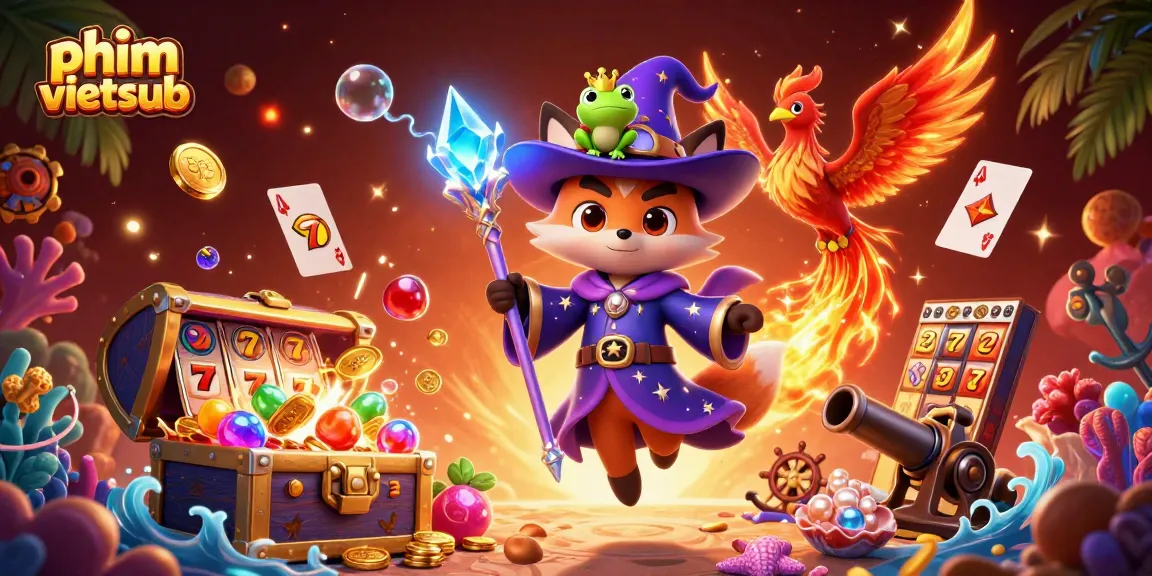 Win big with phim vietsub slot games featuring a wizard fox and phoenix in a dynamic scene.