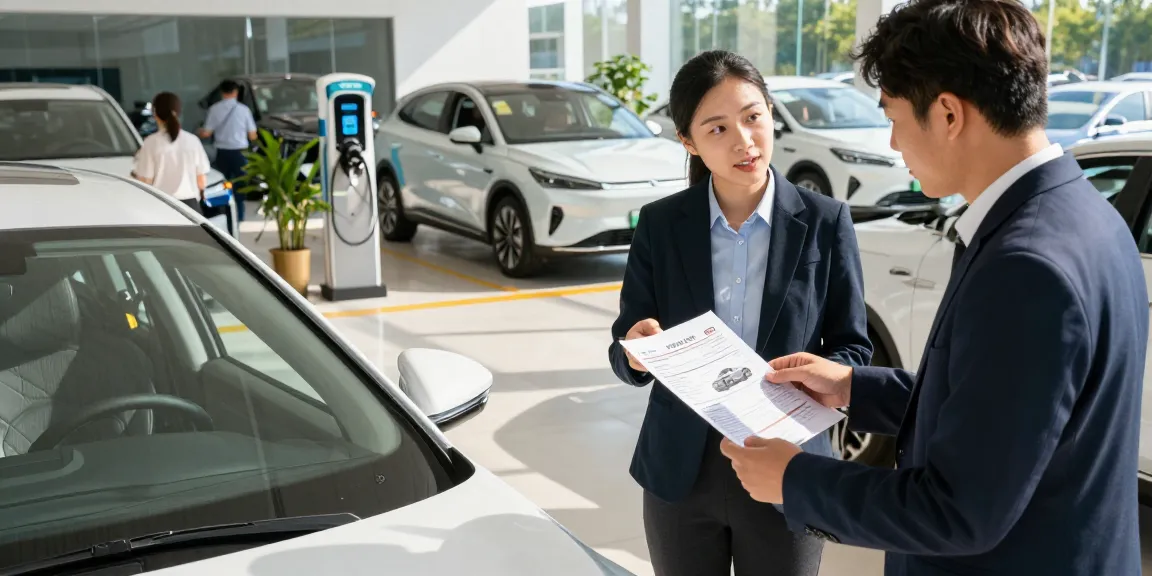 Buyer checking the best car history check UK report at a dealership.