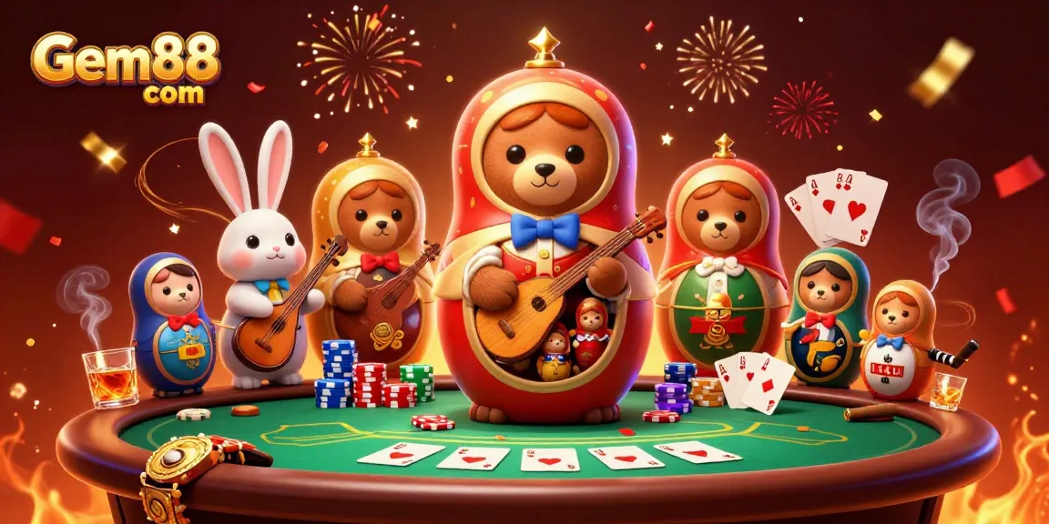 Engage with exciting games at Gem88 com, featuring vibrant casino elements and dynamic characters.