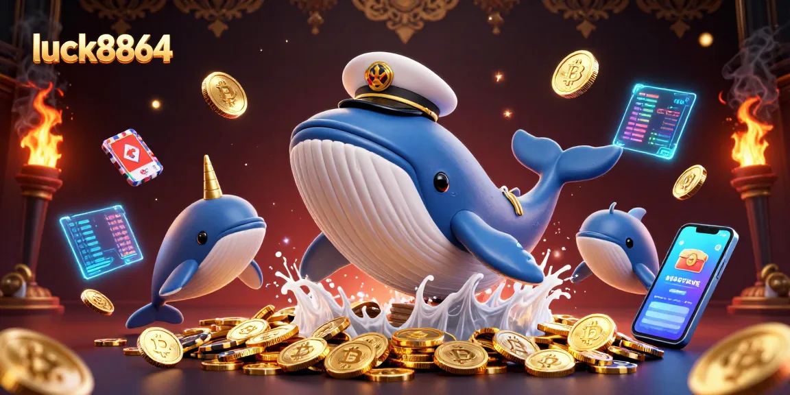 Experience the excitement of luck8864 with vibrant casino elements and playful sea creatures.