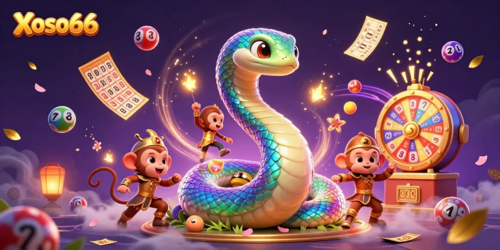 Xoso66 players enjoying vibrant lottery excitement with colorful elements and dynamic visuals.