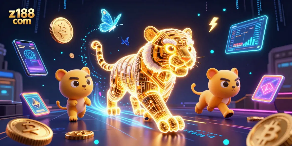 Twist bets at z188 com while enjoying a vibrant neon casino landscape illuminated by golden tiger.