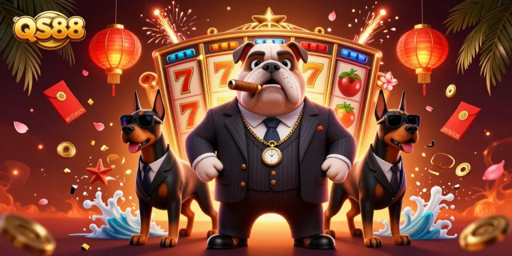 QS88 offers luck with vibrant 3D slots surrounded by charismatic characters, showcasing thrilling casino excitement.