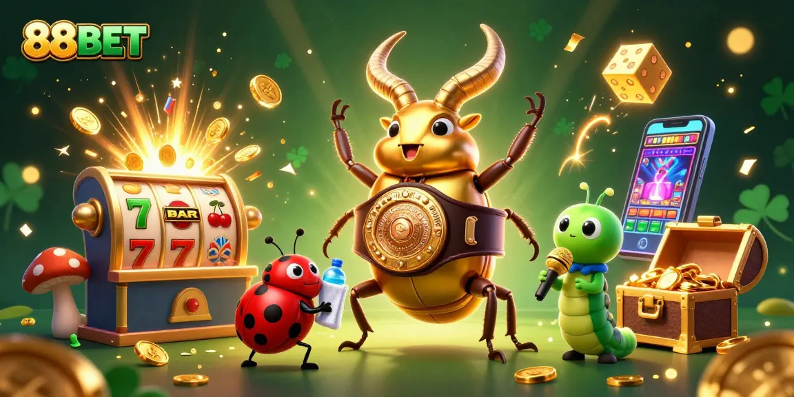 Spin and win big with 88BET in this vibrant casino scene showcasing an exciting jackpot.