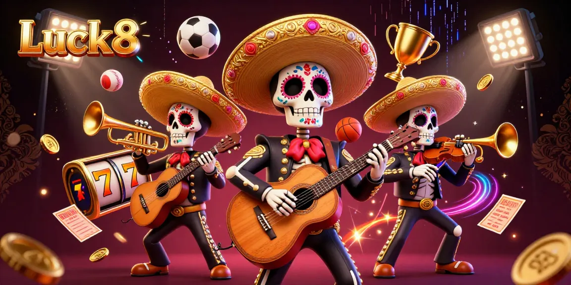 Engage with Luck8 through a vibrant casino scene featuring dynamic elements and colorful characters.