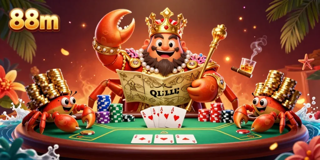Engage in thrilling 88m gaming with vibrant visuals of a golden crab emperor in action.