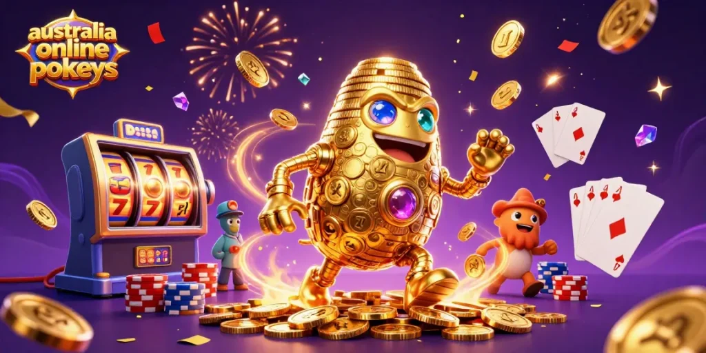 Experience thrilling gameplay with australia online pokies featuring a golden golem and dynamic slots.
