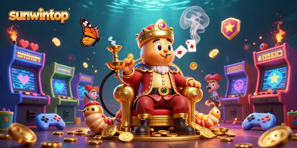 Experience the thrilling games at sunwintop with vibrant 3D characters and casino elements.