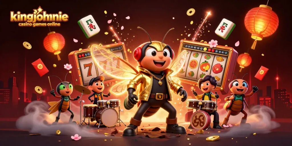 Experience the excitement of kingjohnnie casino games online with vibrant 3D illustrations featuring dynamic characters.